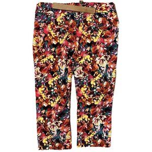 Attyre Woman 12  X 22 ” L Stretch Zipper Capri Pants Floral
